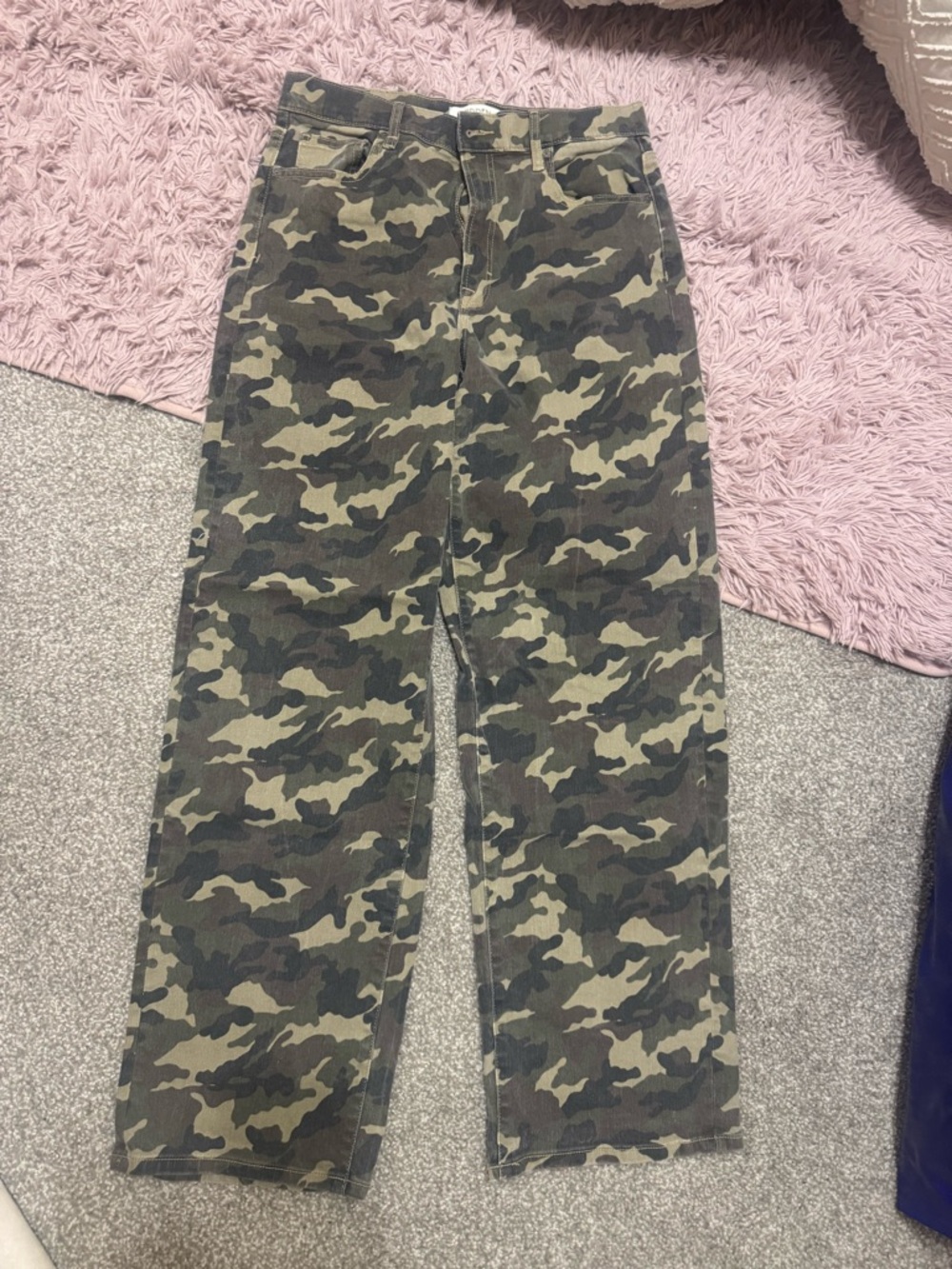Camouflage High-Waist Straight Leg Pants